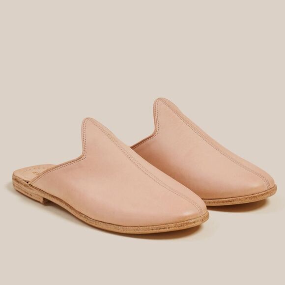 Sabah $235 El Paso Babas Undyed Leather Handmade in USA Slip On Slides Mules - Picture 1 of 16